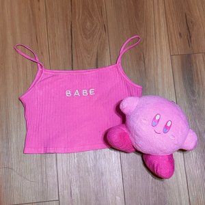SHEIN "babe" pink crop top